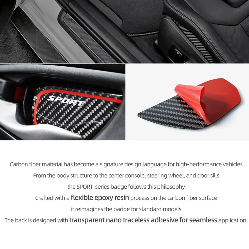 for honda civic 10th gen 2016 2021 carbon fiber door handle bowl cover trim sticker tuning protection car interior for honda civic 10th gen 2016 2021 carbon fiber door handle bowl cover trim sticker tuning protection car interior