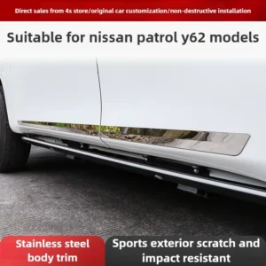 for 2016 2023 nissan patrol y62: body trim strips & door anti collision strips & door panel chrome strips exterior modificatio