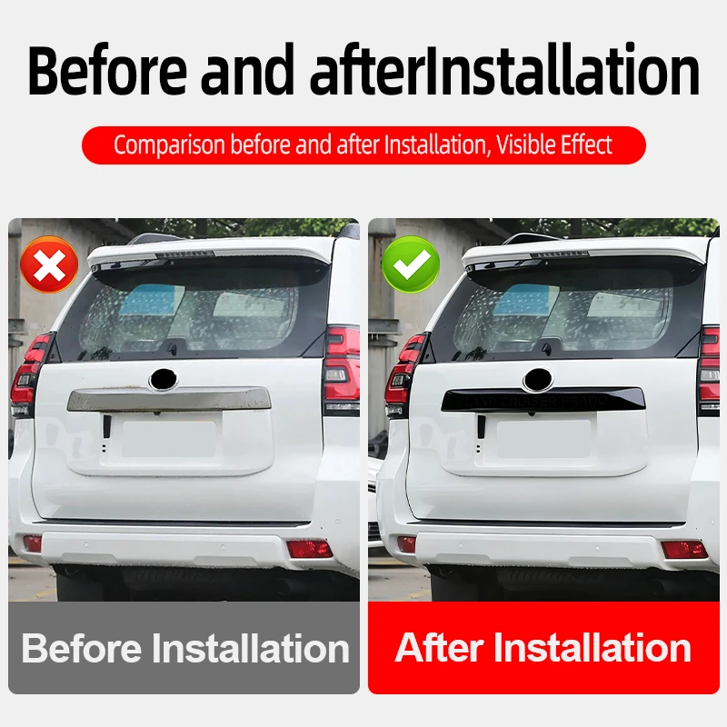 for toyota 2023 2018 land cruiser prado 150 lc150 car tailgate decoration strip cover panel replacement body styling for toyota 2023 2018 land cruiser prado 150 lc150 car tailgate decoration strip cover panel replacement body styling