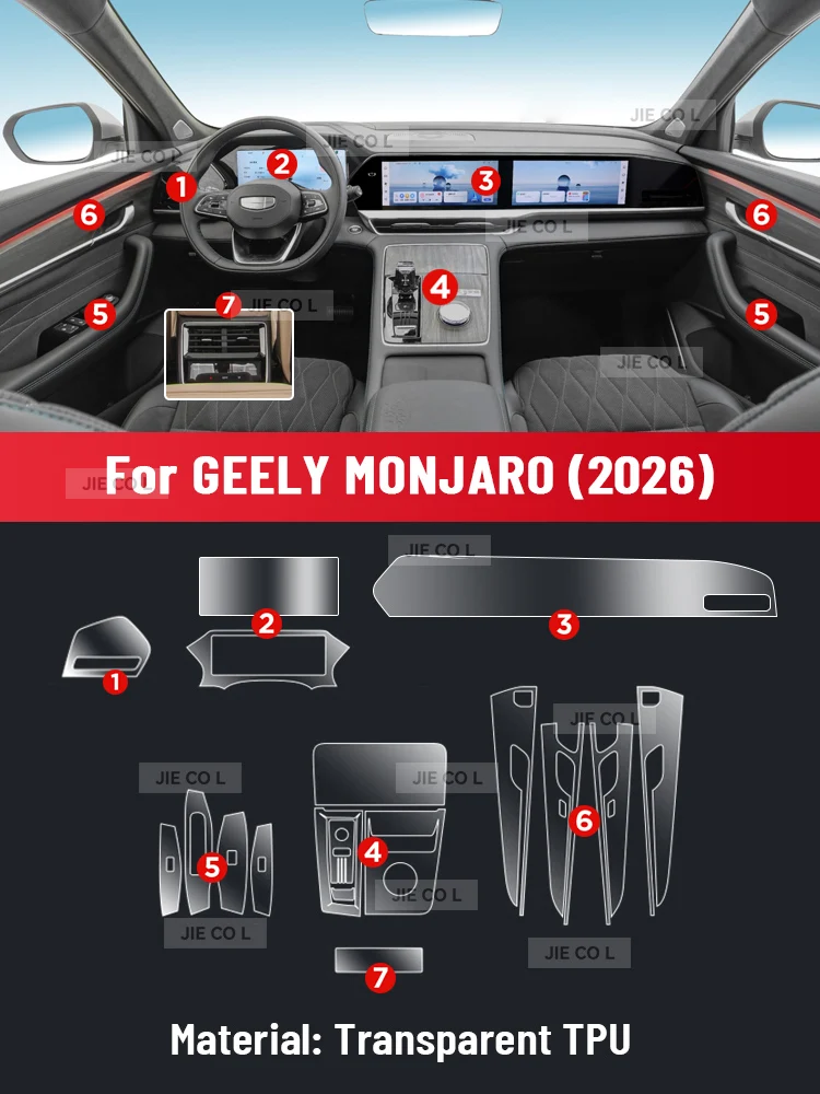 anti scratch car interior center console media dashboard navigation tpu protector film for geely monjaro 2026 anti scratch car interior center console media dashboard navigation tpu protector film for geely monjaro 2026