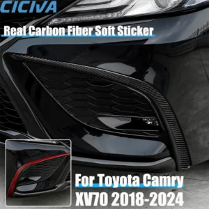 real carbon fiber car accessories front fog lamp cover soft sticker for toyota camry xv70 2018 2019 2020 2021 2022 2023 2024