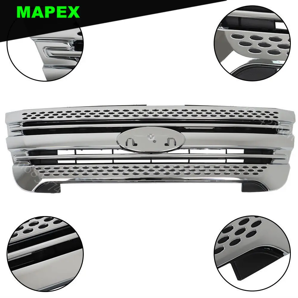 2pcs for ford explorer 2011 2015 front bumper upper grille assembly chrome matte black 2pcs for ford explorer 2011 2015 front bumper upper grille assembly chrome matte black