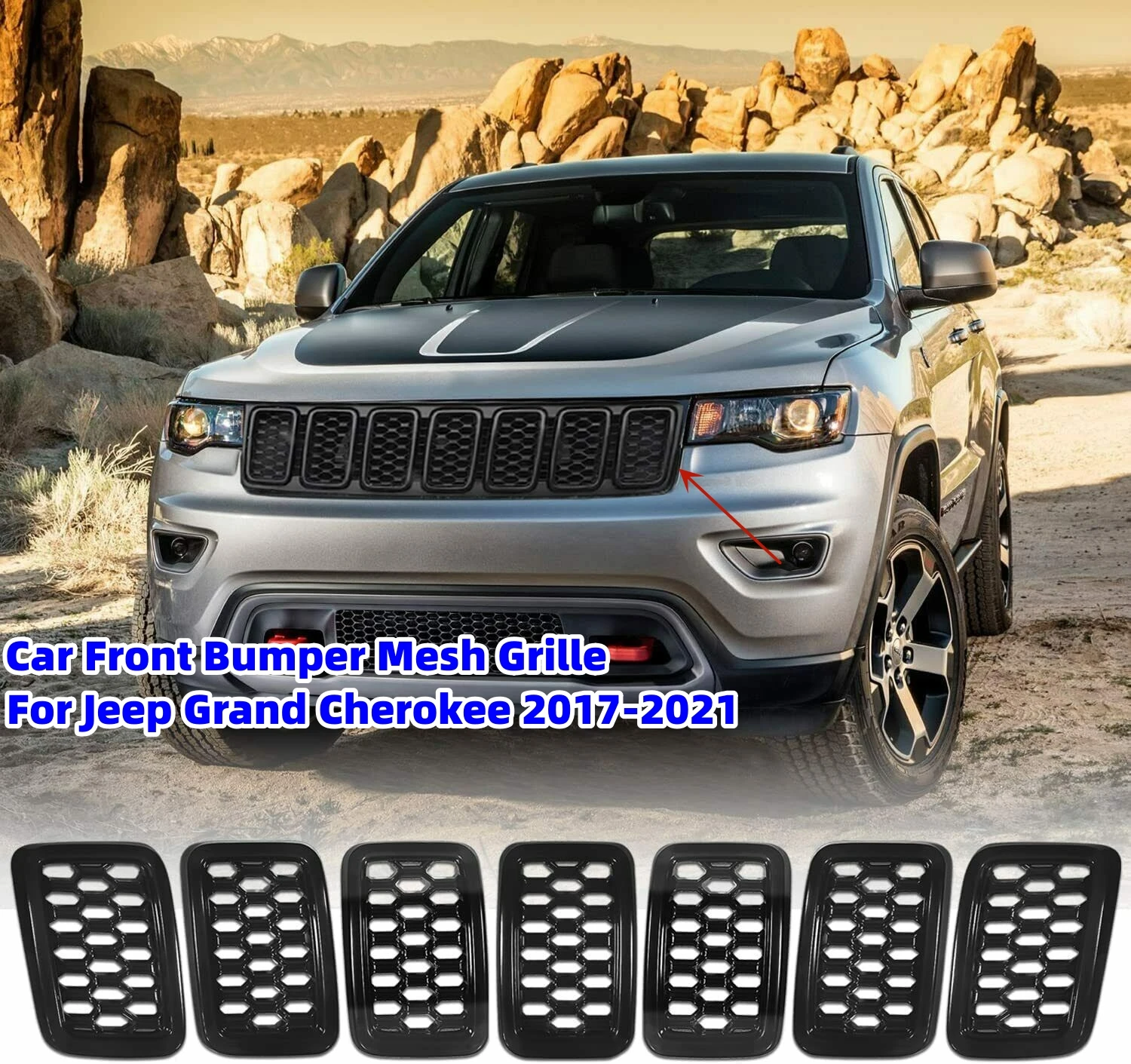 for jeep grand cherokee 2017 2018 2019 2020 2021 front bumper grille honeycomb mesh grill cover trim decor for jeep grand cherokee 2017 2018 2019 2020 2021 front bumper grille honeycomb mesh grill cover trim decor