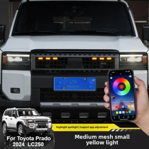 for toyota prado 2024 2025 lc250 car led front grille light amber lamp daytime running lights auto warning lights accessories