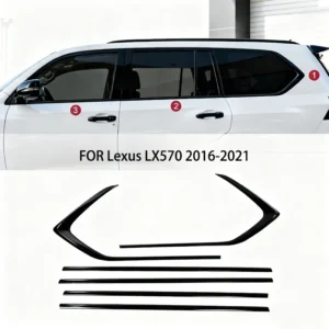 fit for lexus lx570 2016 2021 stainless steel black exterior window molding strip sill side cover trim chrome delete