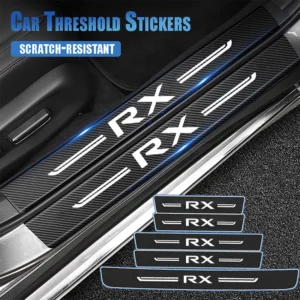 carbon fiber car door sill scuff plate for lexus rx logo auto trunk guards protective trim anti scratch door panel accessories