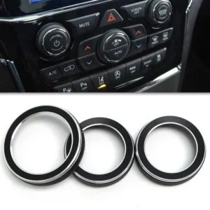 3pcs air condition radio knob rings ac control switch button decorative ring cover for jeep grand for cherokee 2014 2021