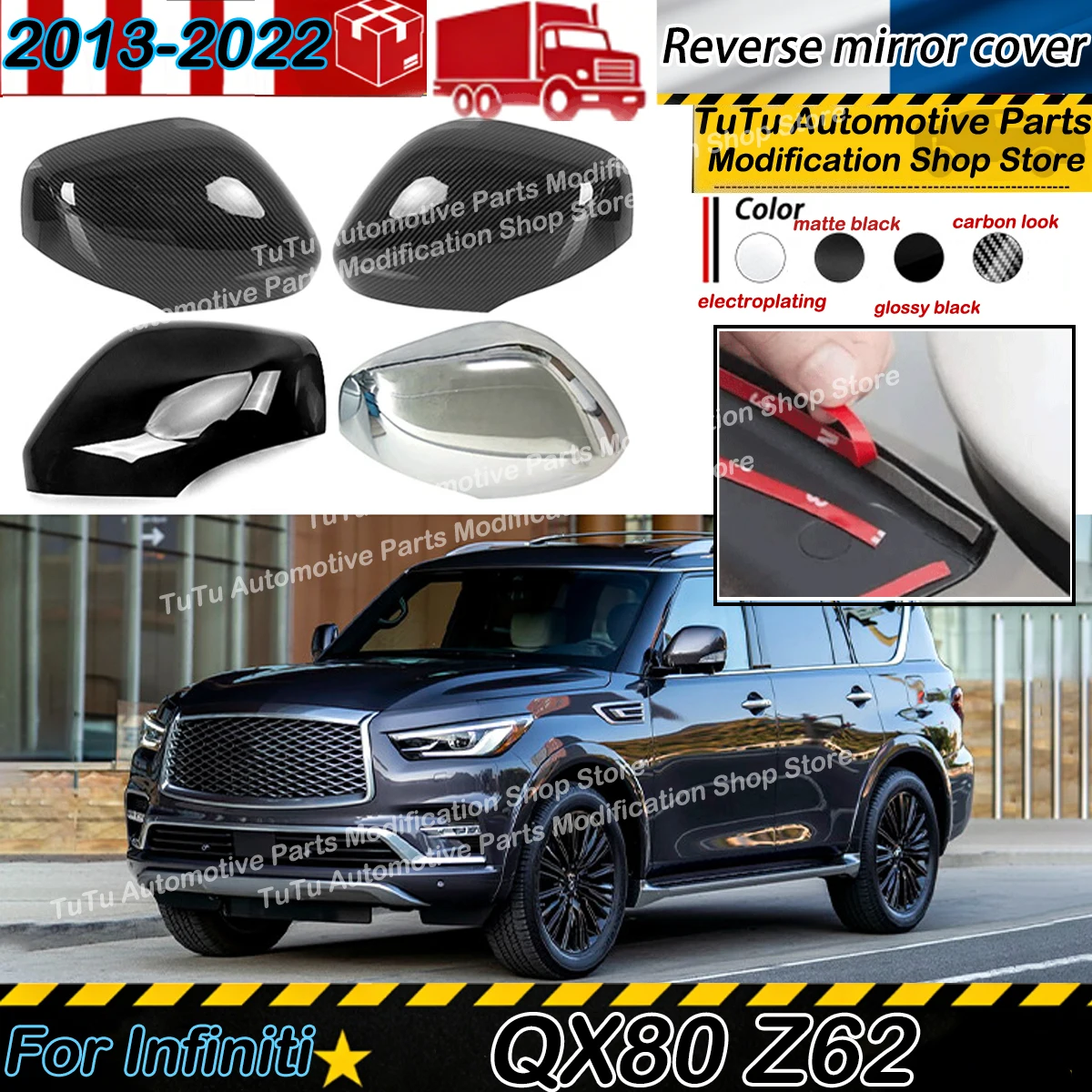 rearview mirror cover for infiniti qx80 z62 2013 2022 car mirror shell exterior decorative left right replace cover body kits rearview mirror cover for infiniti qx80 z62 2013 2022 car mirror shell exterior decorative left right replace cover body kits