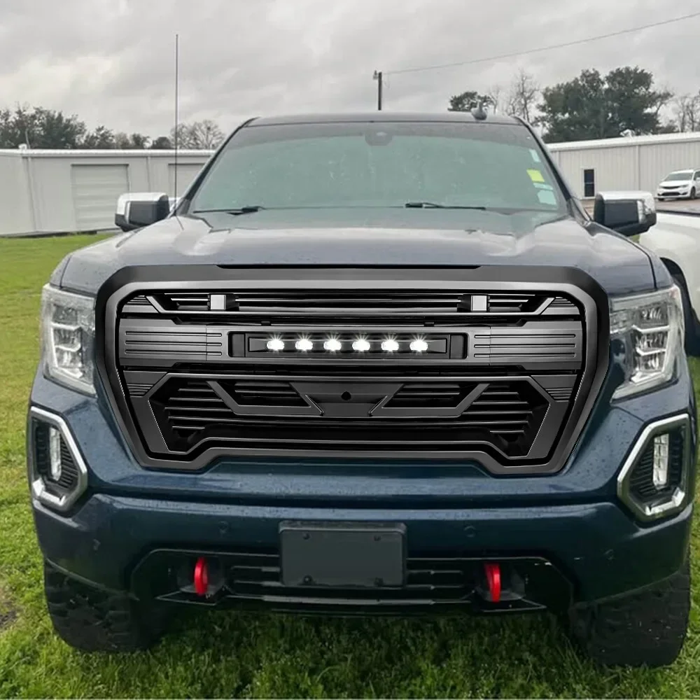 for 2019 2020 2021 gmc sierra 1500 1pcs front center grill car styling front black armor grille bumper grill w/offroad light for 2019 2020 2021 gmc sierra 1500 1pcs front center grill car styling front black armor grille bumper grill w/offroad light