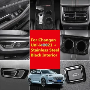 central control cup holder trim cover decoration car stainless steel black interior accessories for changan uni k unik 2021 2022