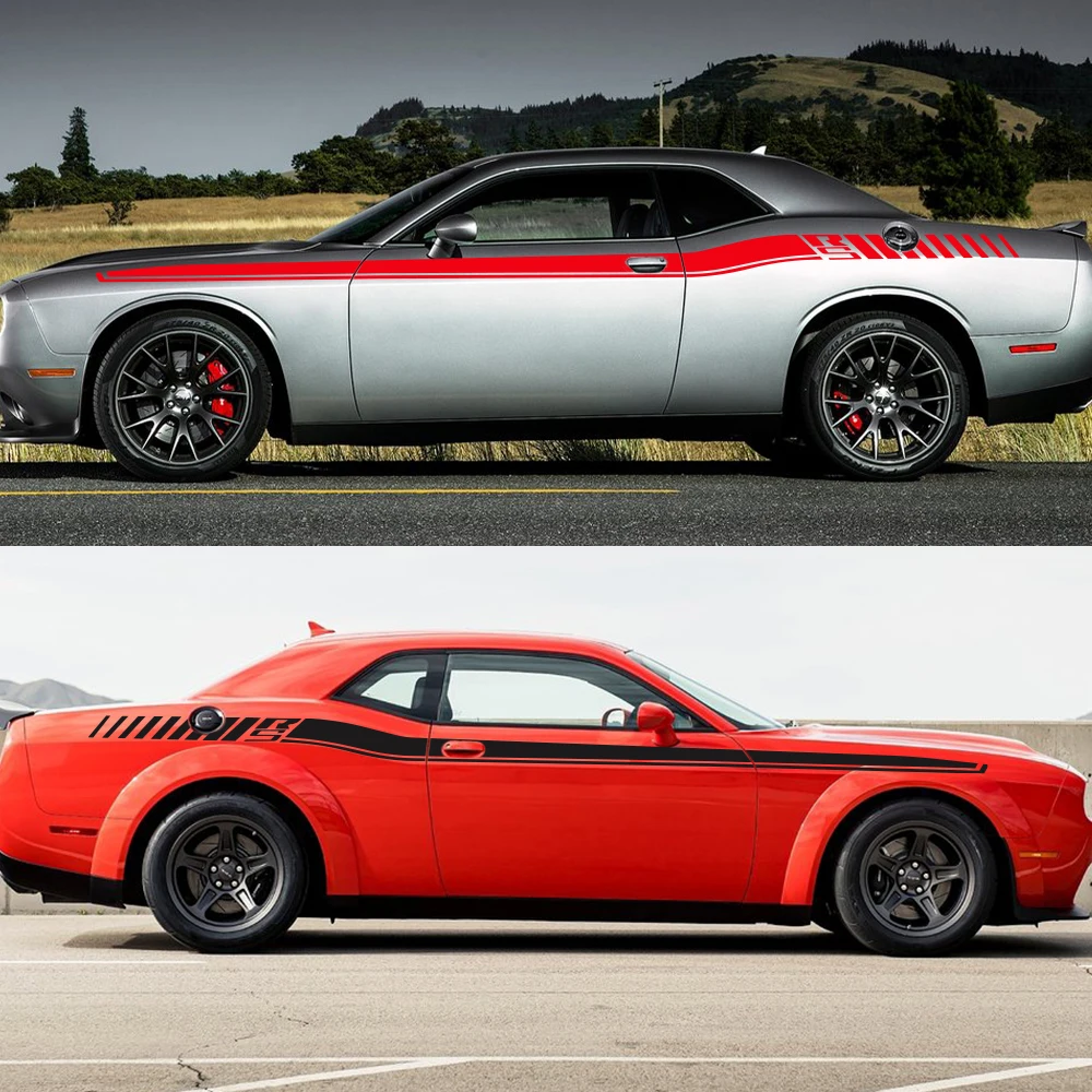 2pcs car body side accent stripes waistline waterproof decal graphics for dodge challenger 2008 2023 rs vinyl stickers 420x21cm 2pcs car body side accent stripes waistline waterproof decal graphics for dodge challenger 2008 2023 rs vinyl stickers 420x21cm