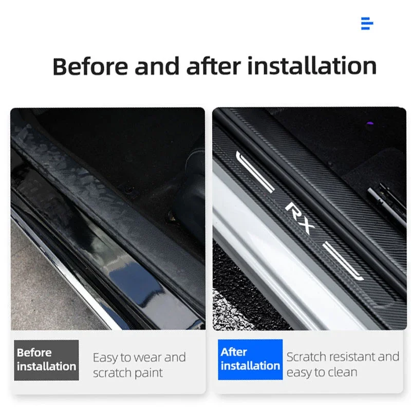 carbon fiber car door sill scuff plate for lexus rx logo auto trunk guards protective trim anti scratch door panel carbon fiber car door sill scuff plate for lexus rx logo auto trunk guards protective trim anti scratch door panel