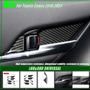 for toyota camry xv70 2018 2024 real soft carbon fiber car interior accessories inner interior door handle bowl decoration trim