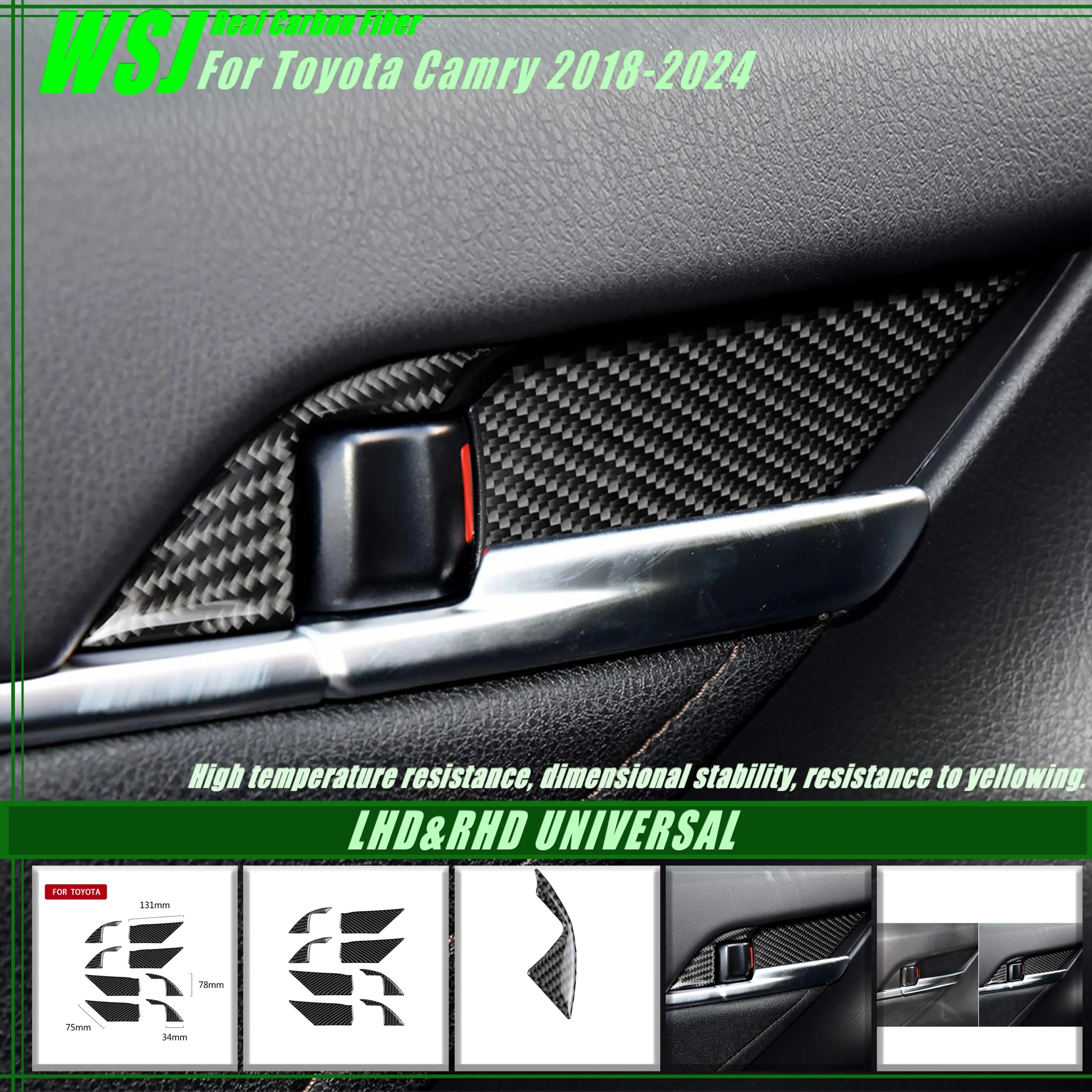 for toyota camry xv70 2018 2024 real soft carbon fiber car interior accessories inner interior door handle bowl decoration trim for toyota camry xv70 2018 2024 real soft carbon fiber car interior accessories inner interior door handle bowl decoration trim