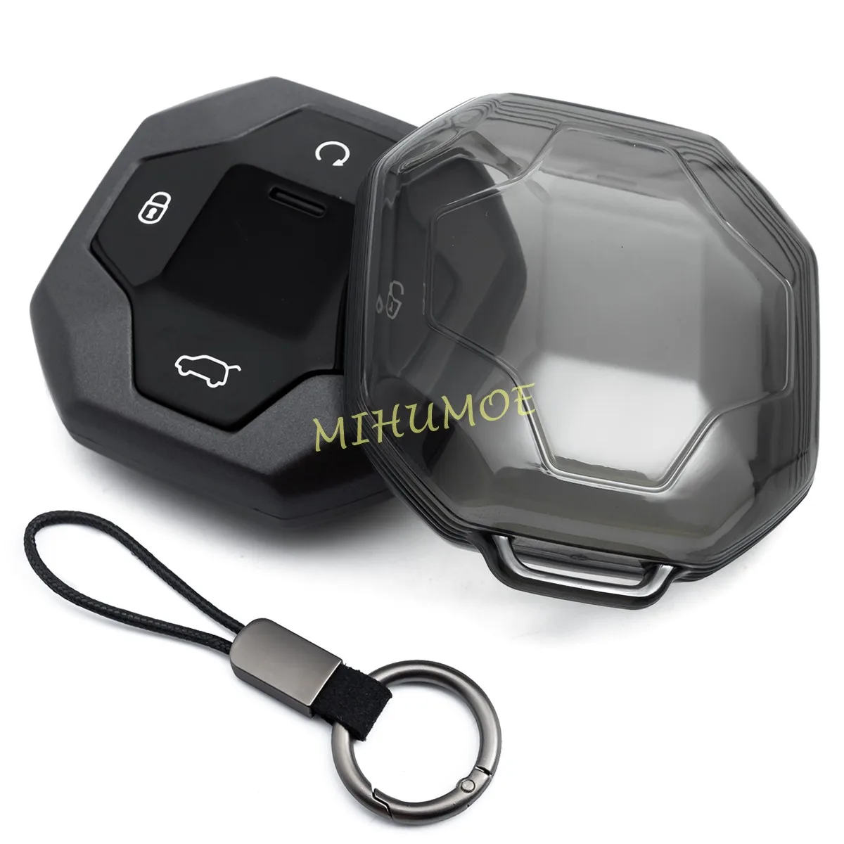 for jetour t2 2024 2025 2026 car key fob cover case holder ring keychain accessories black transparent for jetour t2 2024 2025 2026 car key fob cover case holder ring keychain accessories black transparent