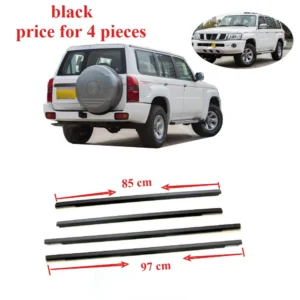 4 pieces black moulding window door belt line for nissan patrol y61 1995 2005 weatherstrip protect rubber seal 82820 vb000