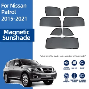 for nissan patrol y62 2010 2024 car magnetic sunshade front windshield curtain rear side seat window mesh sun shade visor