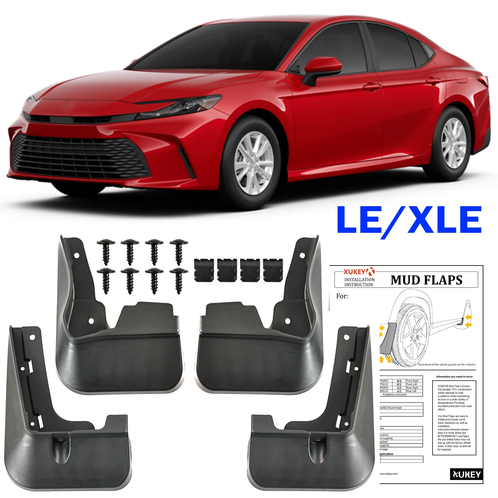 4pcs for toyota camry le xle xv80 2024 2025 2026 gen mud flaps splash guards mudguards fender front rear car 4pcs for toyota camry le xle xv80 2024 2025 2026 gen mud flaps splash guards mudguards fender front rear car