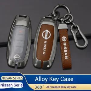 for nissan qashqai juke x trail patrol leaf altima maxima murano tiida teana rogue sentra zinc alloy leather car key cover case