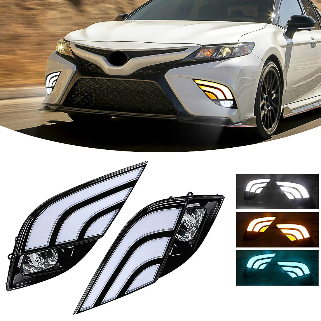 car led daytime lights daytime running lights fog lights assembly for toyota camry 2019 2020 waterproof turn signal light 12v car led daytime lights daytime running lights fog lights assembly for toyota camry 2019 2020 waterproof turn signal light 12v
