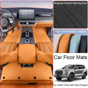 custom nappa leather anti slip car foot protect mat for gwm tank 500 2023 present luxury waterproof floor pad interior accessory
