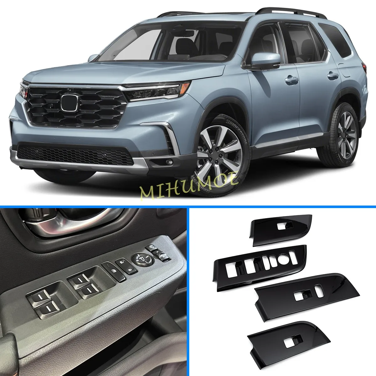for honda pilot 2023 2024 2025 4pcs new abs glossy black window switch panel frame cover lhd decoration accessories for honda pilot 2023 2024 2025 4pcs new abs glossy black window switch panel frame cover lhd decoration accessories