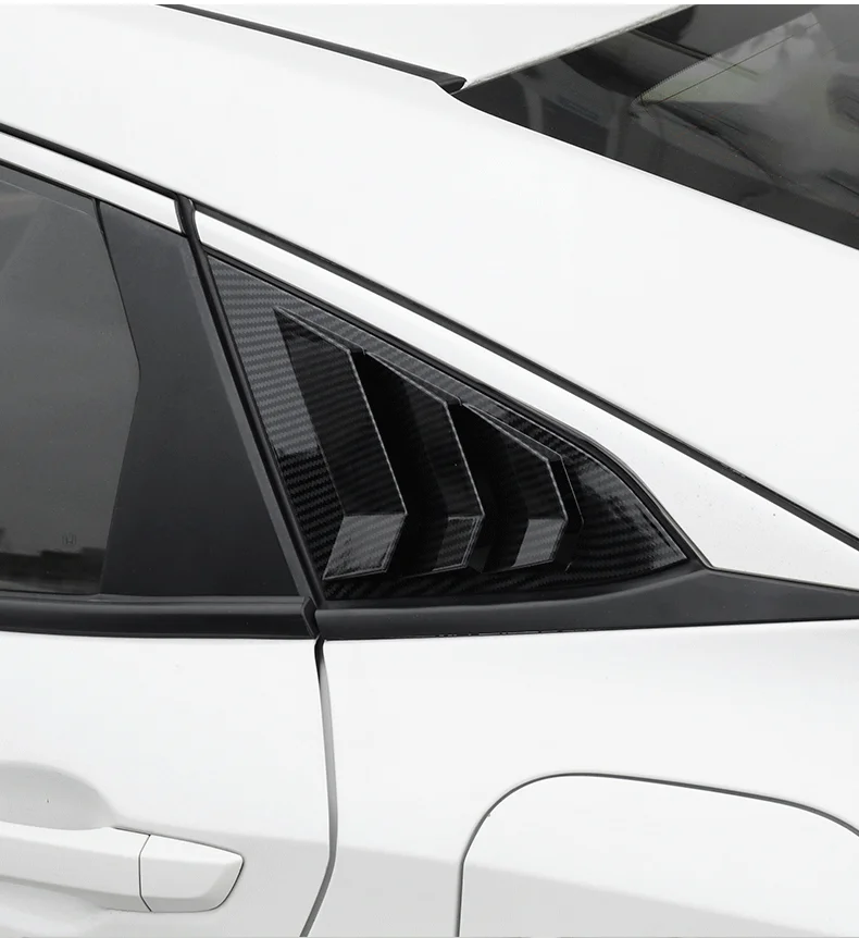 for honda civic 10th gen 2016 2020 sedan rear side window louvers air vent scoop shades cover trim blinds carbon car for honda civic 10th gen 2016 2020 sedan rear side window louvers air vent scoop shades cover trim blinds carbon car