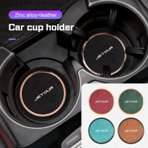 leather alloy car coaster anti slip mat for chery jetour x70 x70sm x90 plus x95 x95pro t2 t3 auto water cup holder pad accessory