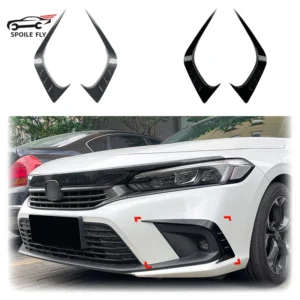 2021 to up for honda civic 11th gen car front bumper lip diffuser spoiler splitter guard cover by abs gloss black carbon fiber