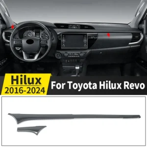 for 2016 2024 toyota hilux revo sr5 pickup truck dashboard trim strip fiber texture abs interior upgrade protection accessories