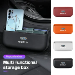 car side pocket leather sticky storage box for geely atlas coolray emgrand ec7 ec8 x6 x7 ex7 ck2 central control phone organizer