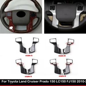 for toyota land cruiser prado 150 lc150 fj150 2010 2017 abs carbonfiber inner steering wheel button cover trim car accessories