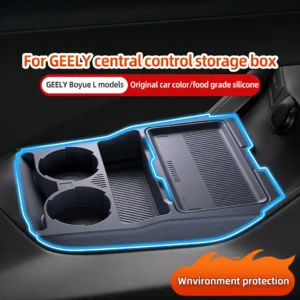car storage box for geely boyue l fx11 starray atlas 2024 auto central control armrest box under layer organize silicone storage