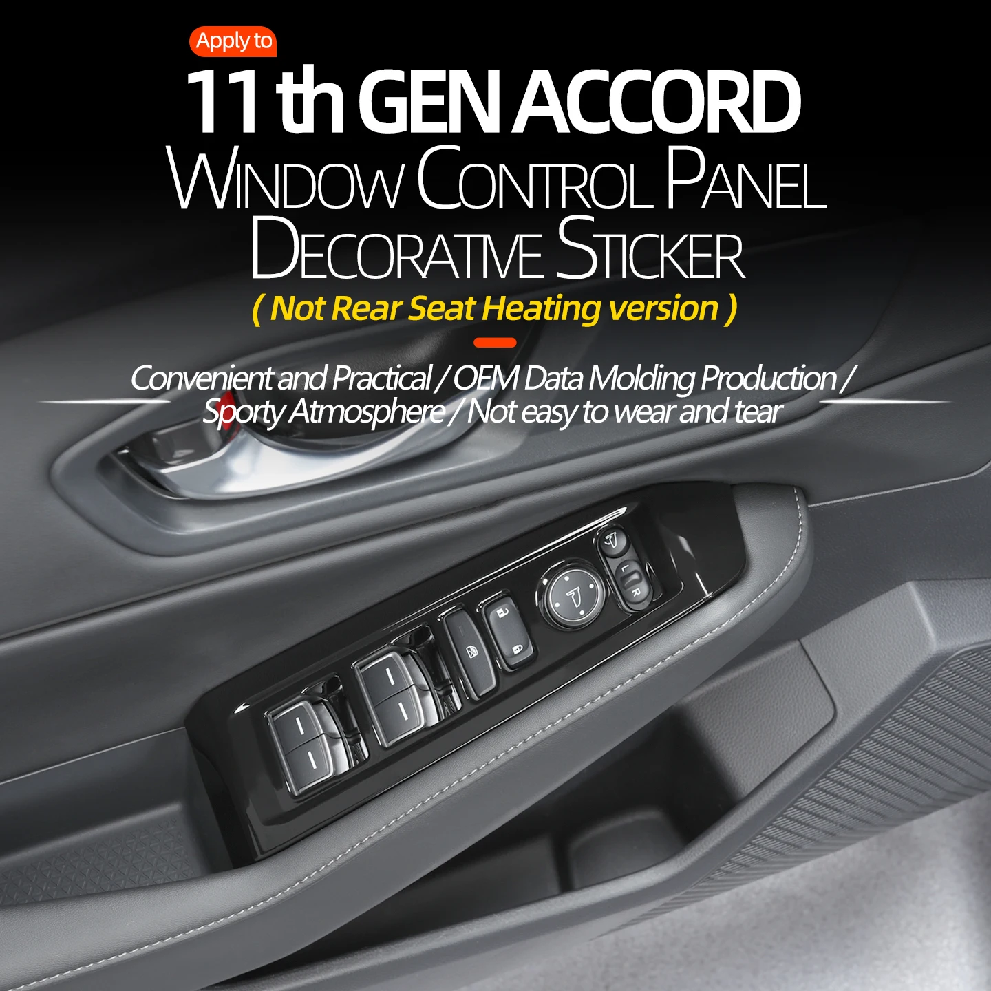 for honda 11th accord sedan 2022 2023 2024 2025 car window lifter switch control panel cover not rear seat heating version for honda 11th accord sedan 2022 2023 2024 2025 car window lifter switch control panel cover not rear seat heating version