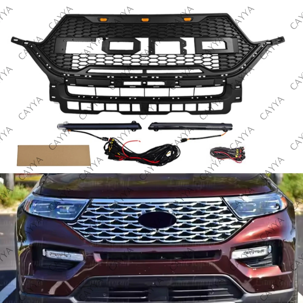 fit for ford explorer 2020 2025 2021 2022 2023 2024 grille with led lights ford explorer front bumper modification parts fit for ford explorer 2020 2025 2021 2022 2023 2024 grille with led lights ford explorer front bumper modification parts