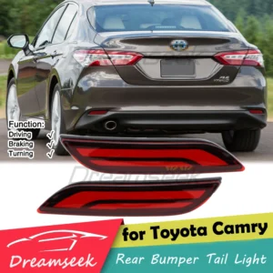 led rear bumper tail light for toyota camry xv70 2018 2019 2020 2021 2022+ driving brake lamp with dynamic turn signal red lens