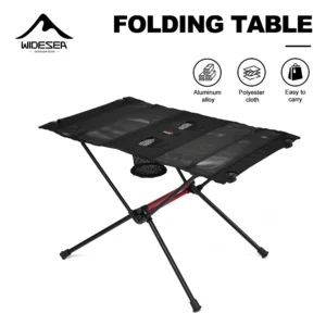 widesea portable folding camping table with cup holders & mesh pocket lightweight outdoor picnic table for hiking travel beach