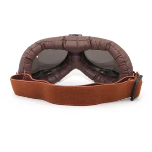 leather retro motorcycle e bike goggles windproof uv dustproof lens frame for off road riding scooter snowboard eye protection