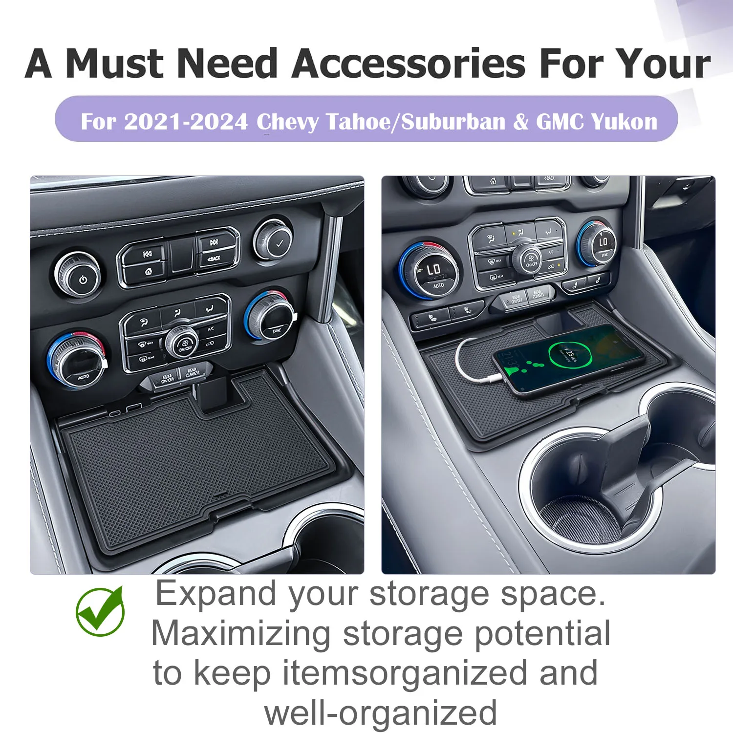 center console organizer for 2021 2024 tahoe/suburban & gmc yukon hidden compartment cover storage interior accessories center console organizer for 2021 2024 tahoe/suburban & gmc yukon hidden compartment cover storage interior accessories