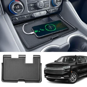front center console hidden compartment cover for 2021 2024 chevy tahoe/suburban & gmc yukon interior storage tray accessories