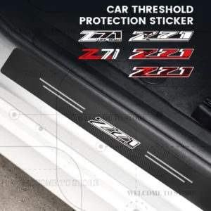 4/5pcs for z71 off road logo silverado traverse colorado tahoe suburban camaro car door sill strip carbon protector sticker