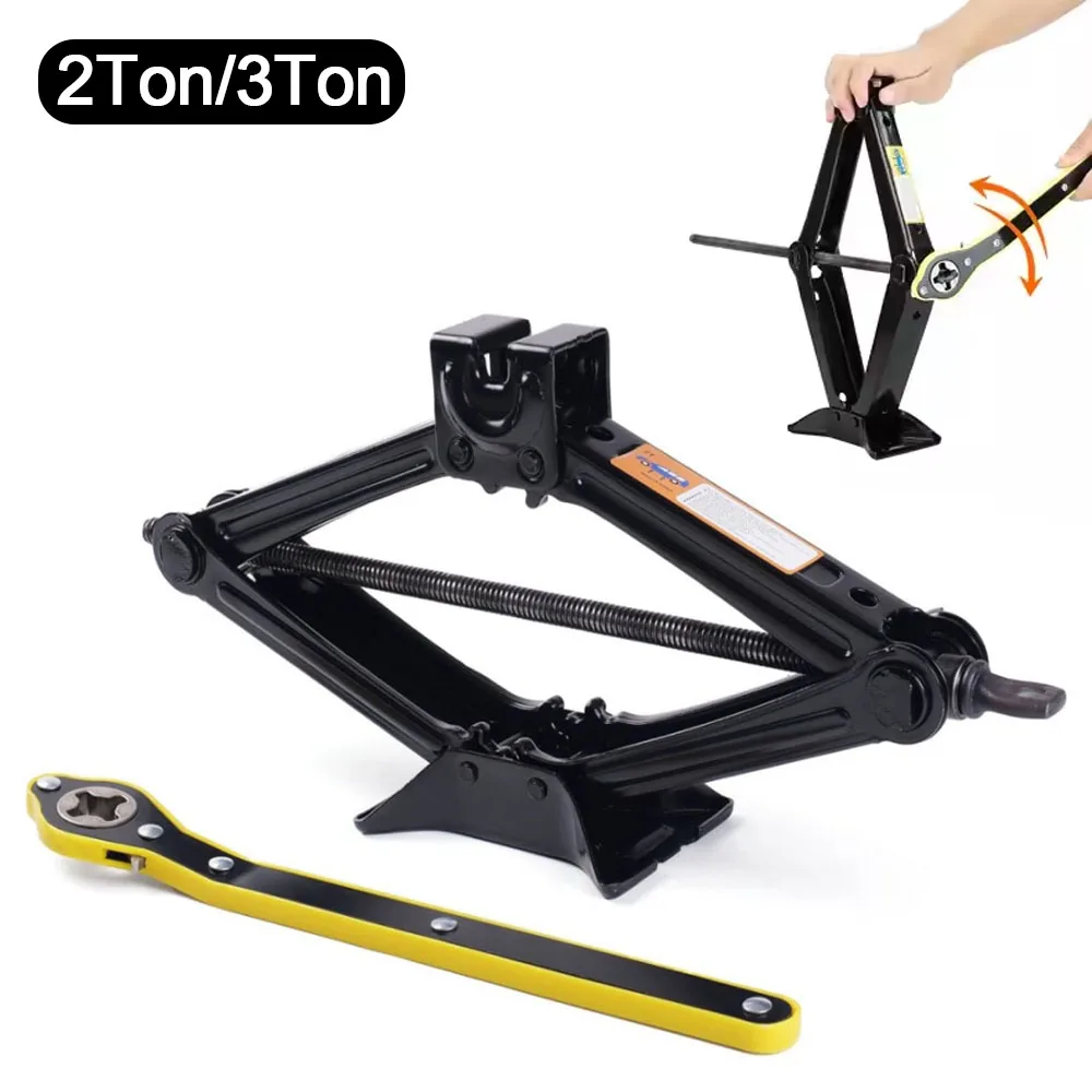 2t/3t car scissor jack auto emergency crank lift stand labor saving repair & tire replacement tool with wrench for suv vehicles 2t/3t car scissor jack auto emergency crank lift stand labor saving repair & tire replacement tool with wrench for suv vehicles