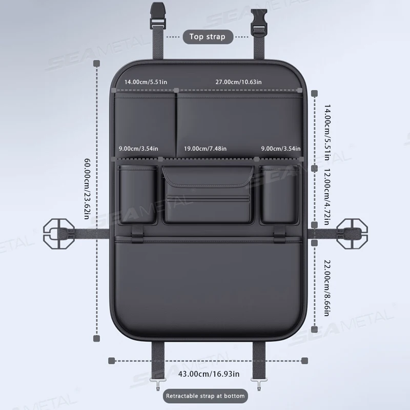 seametal high capacity car seat back storage bag anti kick pad multi pocket backseat organizer bag hanging car storage pocket seametal high capacity car seat back storage bag anti kick pad multi pocket backseat organizer bag hanging car storage pocket