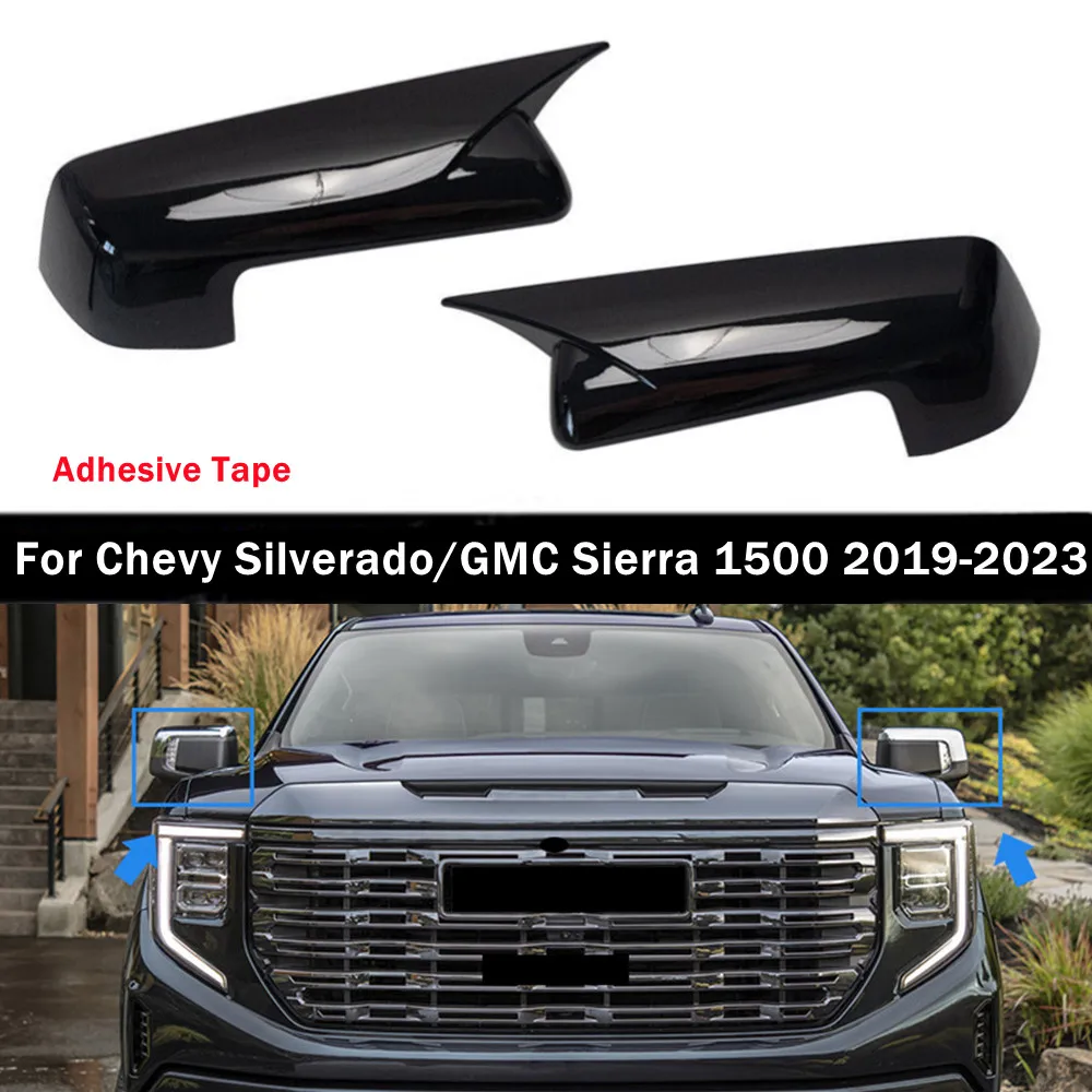 for silverado 1500 cmc sierra 2019 2023 us version abs car side mirror cover wing cap exterior door trim adhesive sticker for silverado 1500 cmc sierra 2019 2023 us version abs car side mirror cover wing cap exterior door trim adhesive sticker