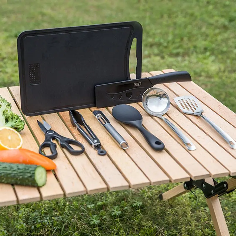 outdoor camping kitchenware 8 piece set comes with a full set of thickened cookware storage kit cutlery camping supplies tools outdoor camping kitchenware 8 piece set comes with a full set of thickened cookware storage kit cutlery camping supplies tools