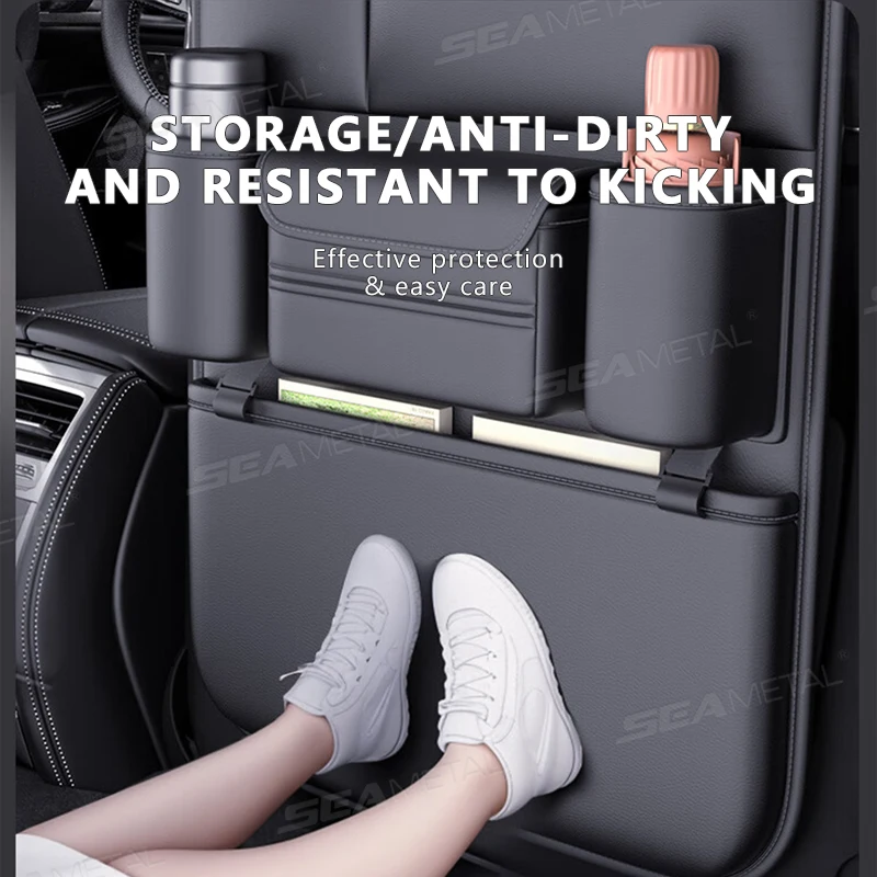 seametal high capacity car seat back storage bag anti kick pad multi pocket backseat organizer bag hanging car storage pocket seametal high capacity car seat back storage bag anti kick pad multi pocket backseat organizer bag hanging car storage pocket