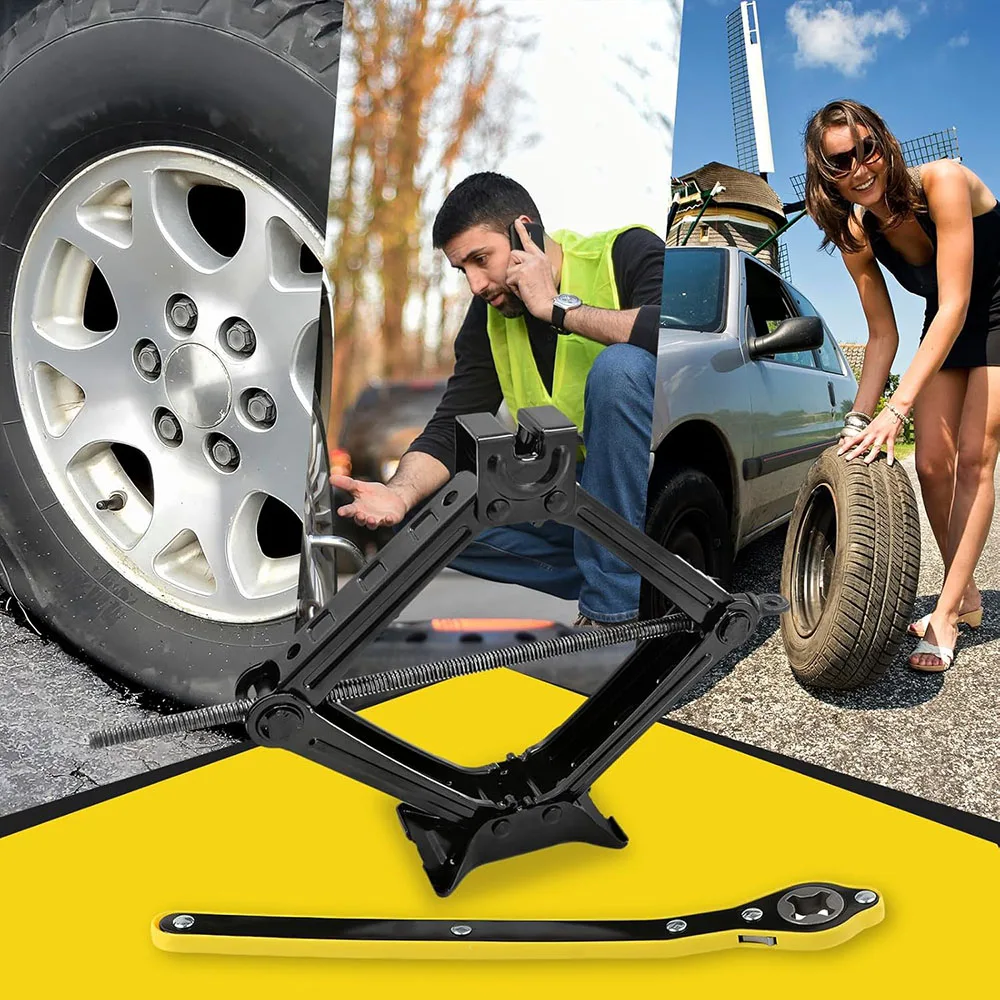 2t/3t car scissor jack auto emergency crank lift stand labor saving repair & tire replacement tool with wrench for suv vehicles 2t/3t car scissor jack auto emergency crank lift stand labor saving repair & tire replacement tool with wrench for suv vehicles