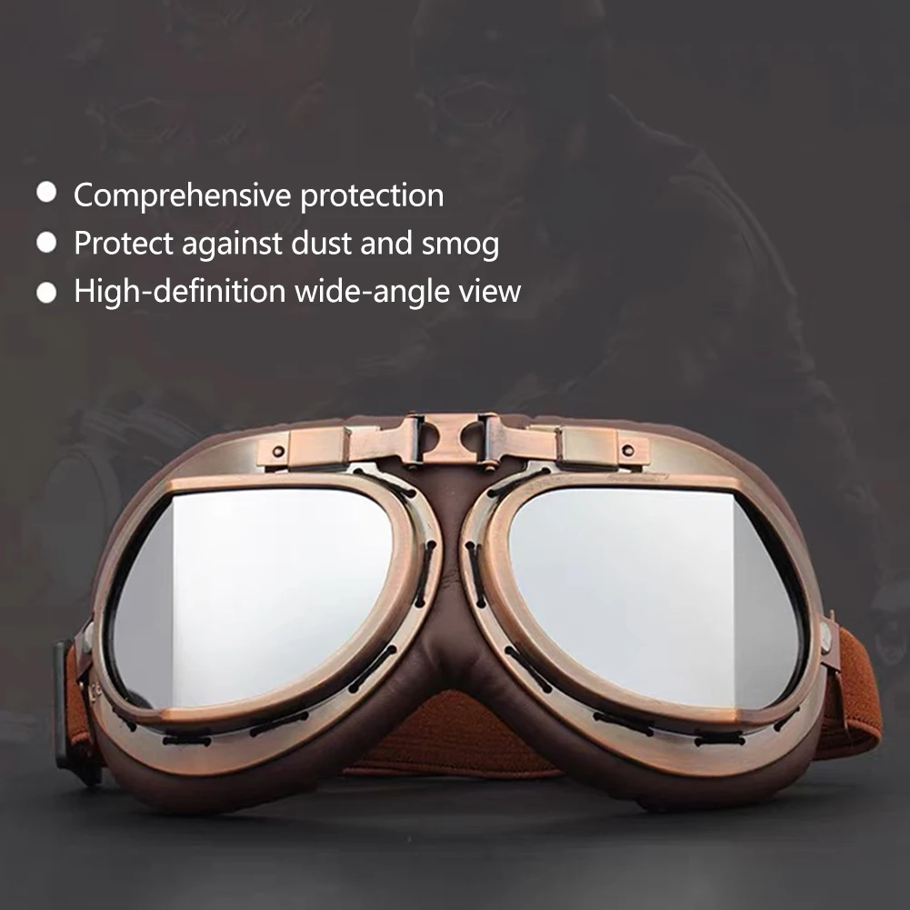 leather retro motorcycle e bike goggles windproof uv dustproof lens frame for off road riding scooter snowboard eye protection leather retro motorcycle e bike goggles windproof uv dustproof lens frame for off road riding scooter snowboard eye protection