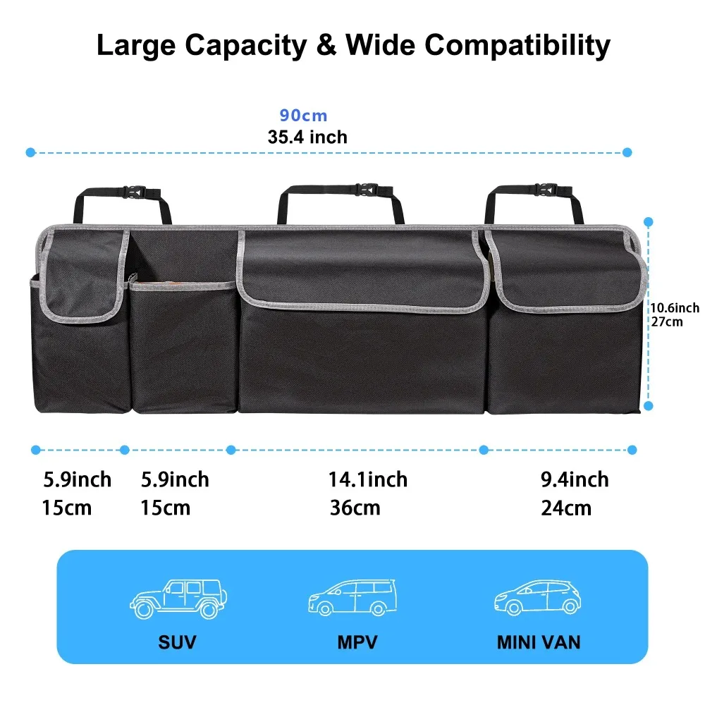 car trunk organizer for suv backseat hanging organizer for suv truck mpv upgrade back seat storage bags with 4 pockets 39*14inch car trunk organizer for suv backseat hanging organizer for suv truck mpv upgrade back seat storage bags with 4 pockets 39*14inch