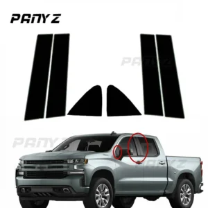 6pcs car window pillar posts door trims cover sticker glossy black for chevrolet silverado 1500 crew cab 2019 2020 2021 2022